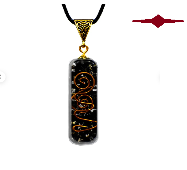 Black Tourmaline  Protection Orgonite Pipe Shape Pendant Orgone Pendant Necklace With Chakra Crystals For Energy Generator