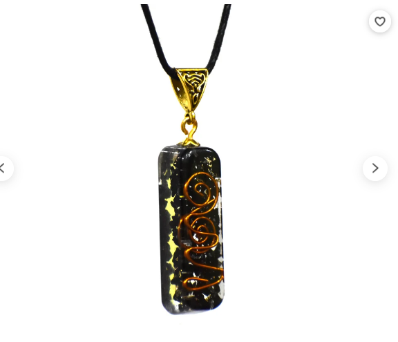 Black Tourmaline  Protection Orgonite Pipe Shape Pendant Orgone Pendant Necklace With Chakra Crystals For Energy Generator