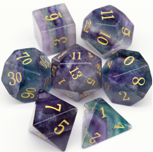 Best Quality Hot Sale Natural Fluorite Natural Gemstone Dice Set with velvet beg