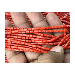 Factory Price Natural Italian Coral and Amethyst Beads Smooth Polished Tube Shape 8mm Size 20 Inches Long Necklace