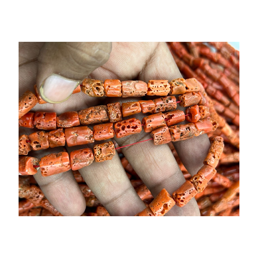 New Design Bulk Natural Italian Coral Tube Old Looking Tube Shape Beads Size 10 to 15 Mm Long Approx 20 Inches Necklace