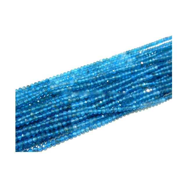 Wholesale Price Jewelry use  Natural Gemstone Shaded Faceted 3MM Rondelle Neon Blue Apatite Beads