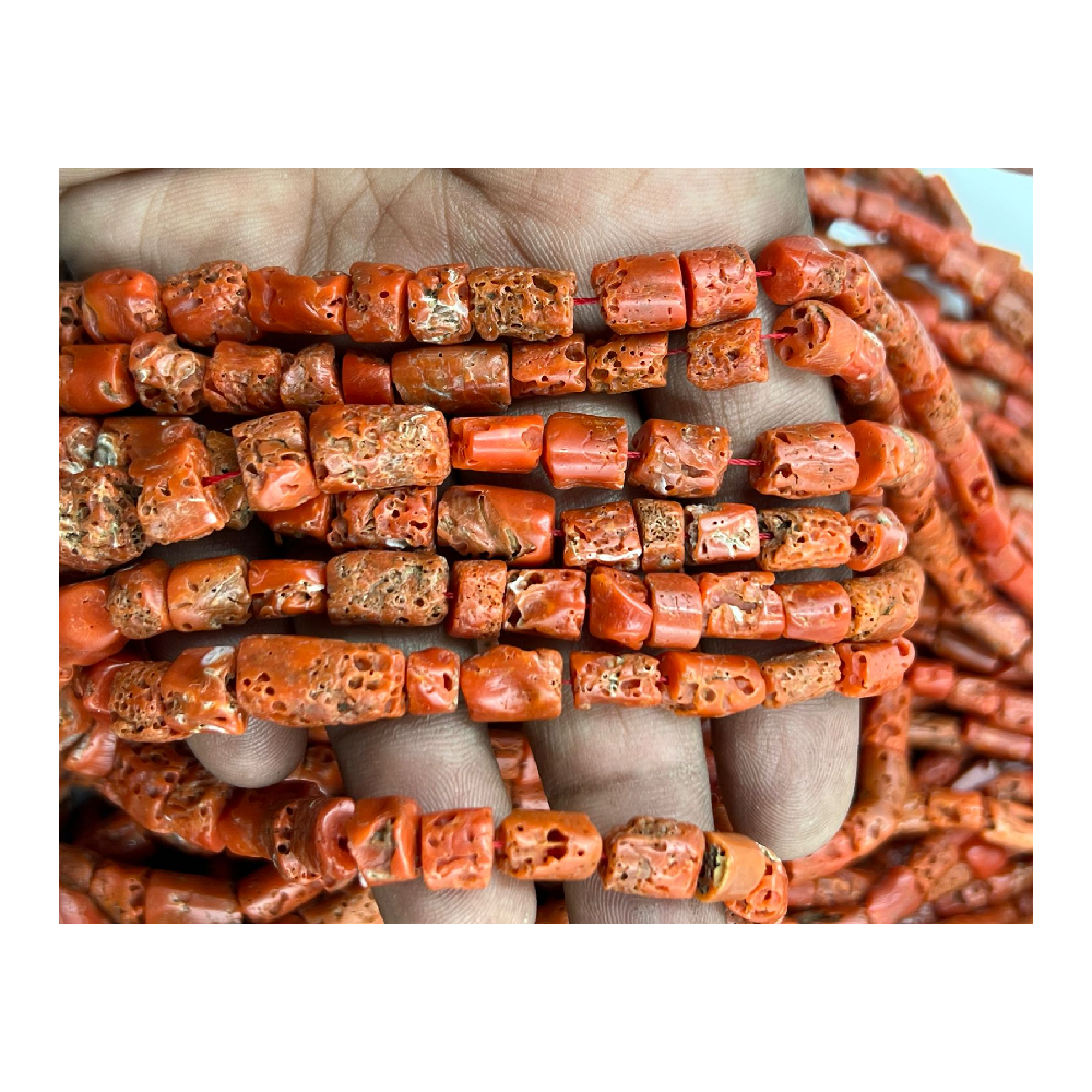 New Design Bulk Natural Italian Coral Tube Old Looking Tube Shape Beads Size 10 to 15 Mm Long Approx 20 Inches Necklace