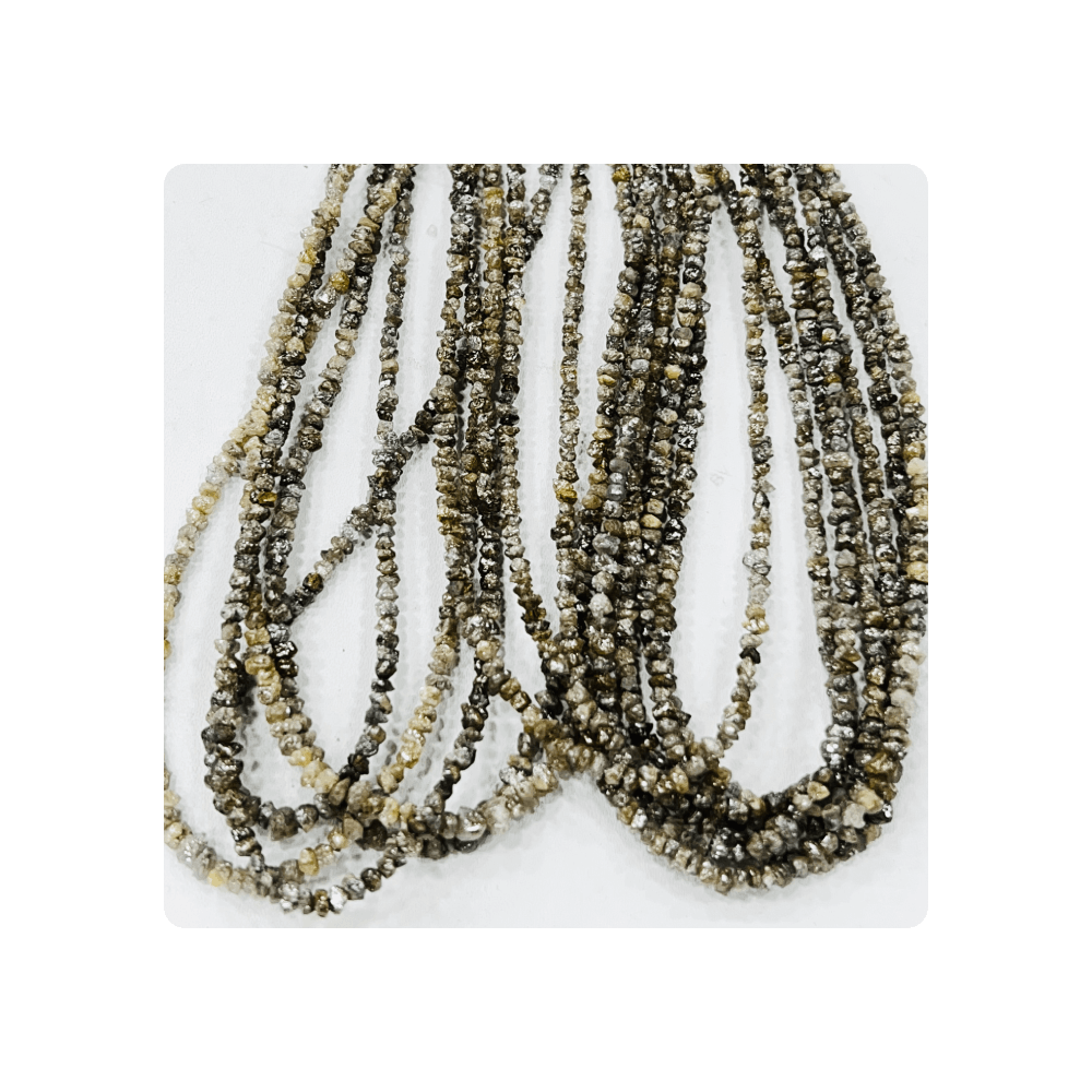 15 Inches Top Quality Natural Mix Gray White Diamond Uncut Shape Beads Manufacturer From India Wholesale Price