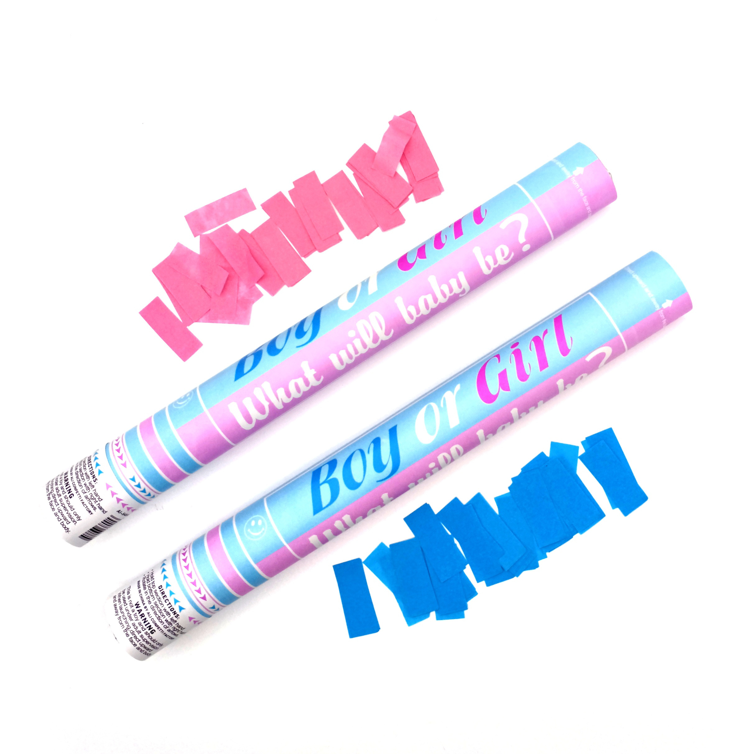 New baby shower she or he boy  girl blue pink gender reveal biodegradable flameproof party popper confetti cannon