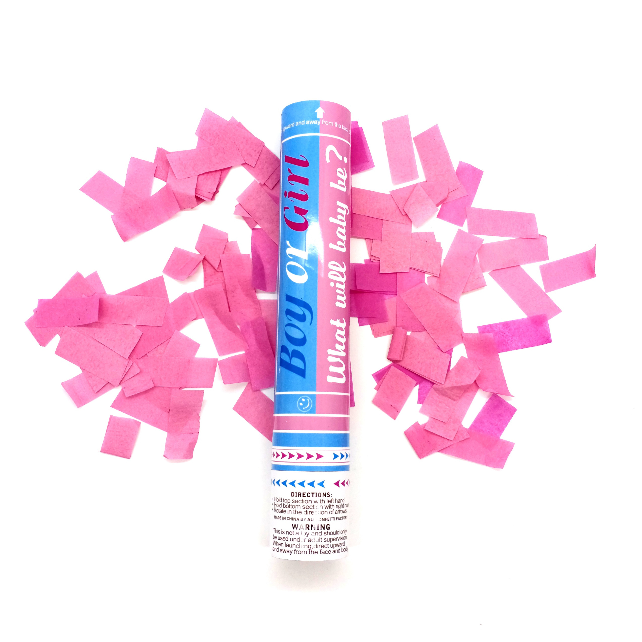 New baby shower she or he boy  girl blue pink gender reveal biodegradable flameproof party popper confetti cannon