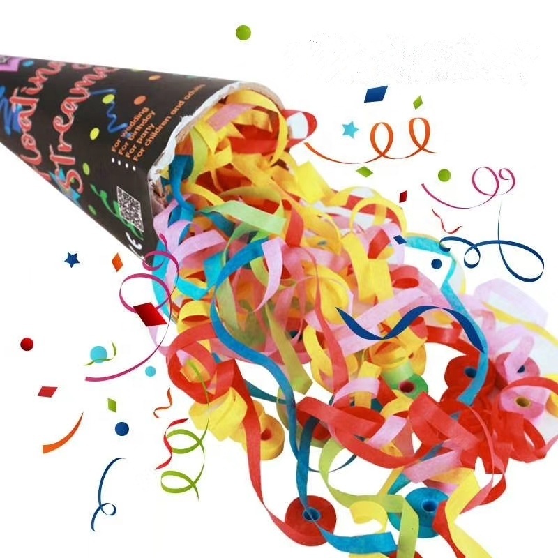 Halloween birthday wedding party pull pop confetti poppers hand throwing colorful streamer