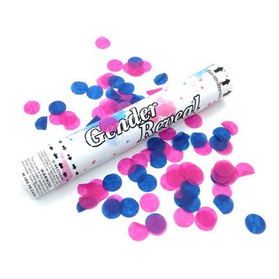 Eco friendly biodegradable flameproof party popper confetti blue and pink  air compressed  cannon for gender reveal party