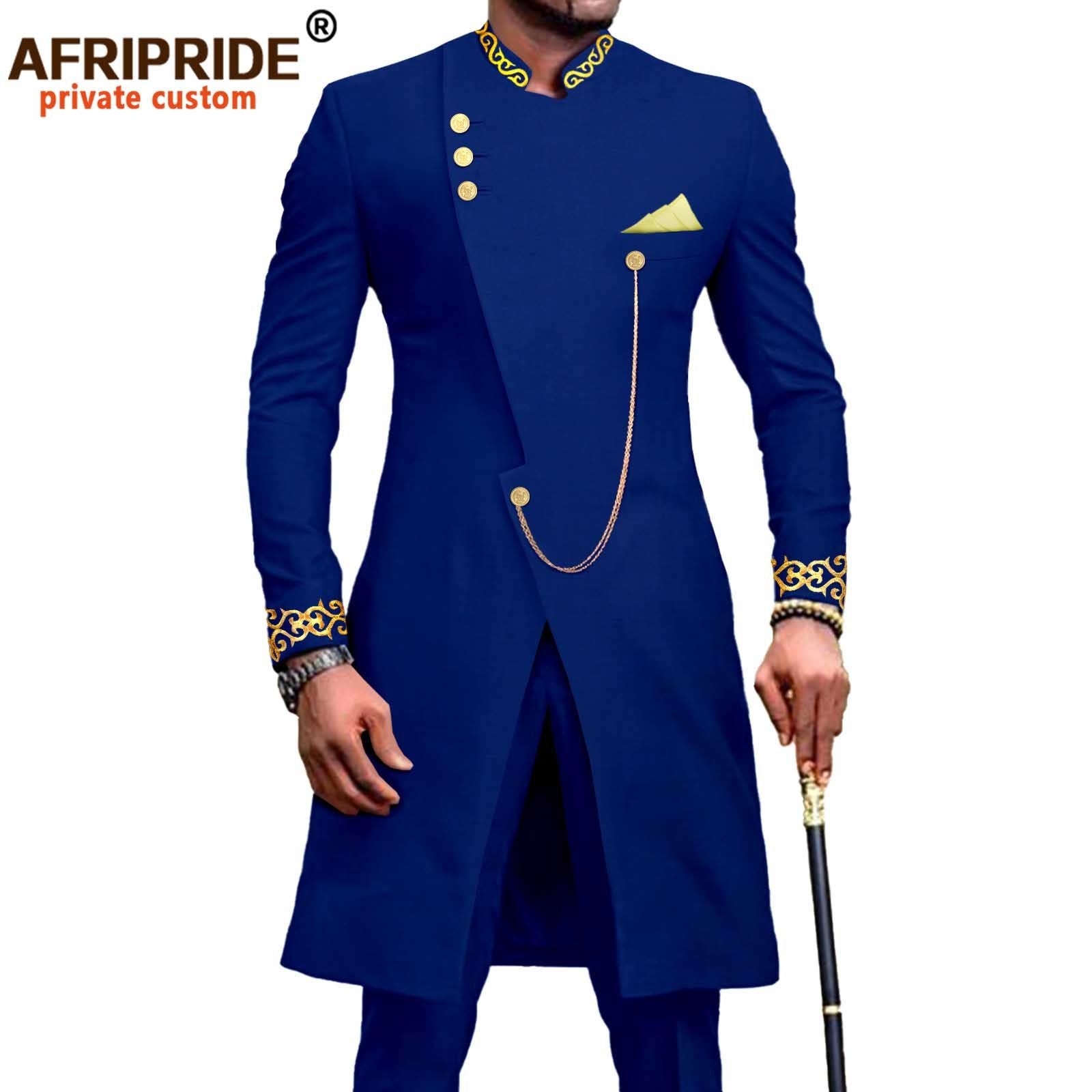 Popular African national printing batik 100%cotton men's suit set High quality embroidery men wedding business formal suits