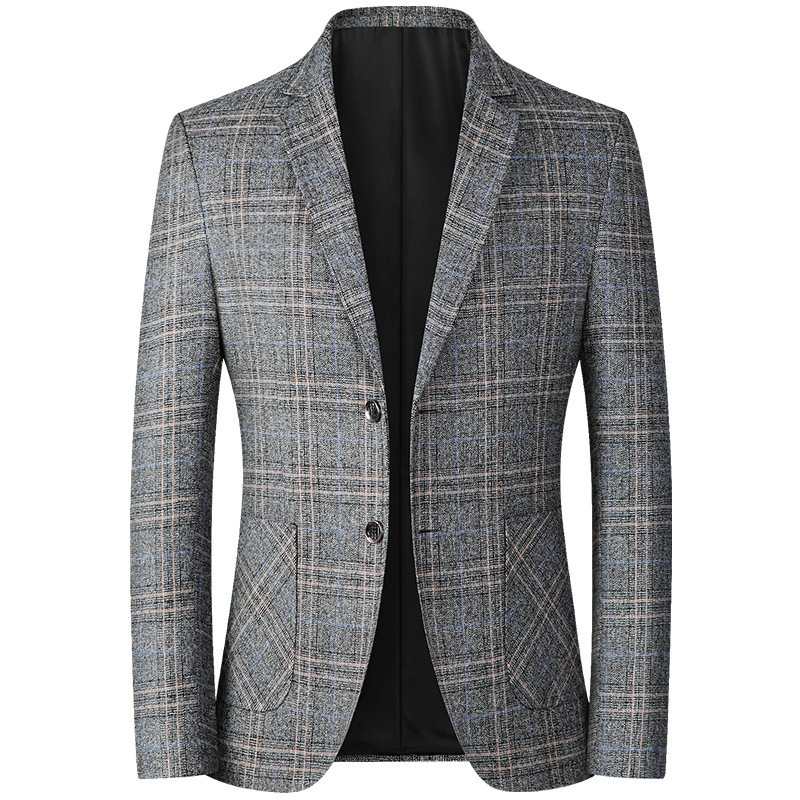 Spring Autumn Brand Blazers Men Slim Fit Suit Lattice Pattern Korean Version Fashion Business Casual Blazers Male Tops