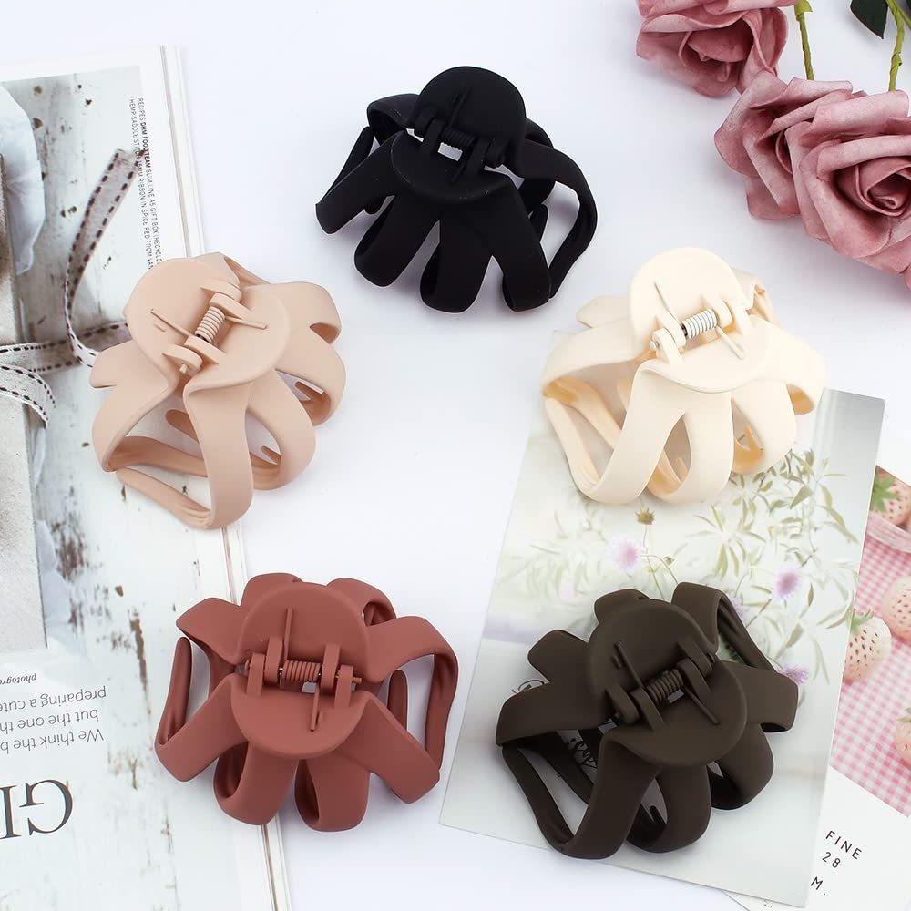 HeSong Octopus Hair Clips, Matte Octopus Hair Claw,Large for Women Strong Grip Non-slip Jaw Clips for Thick and Medium Hair