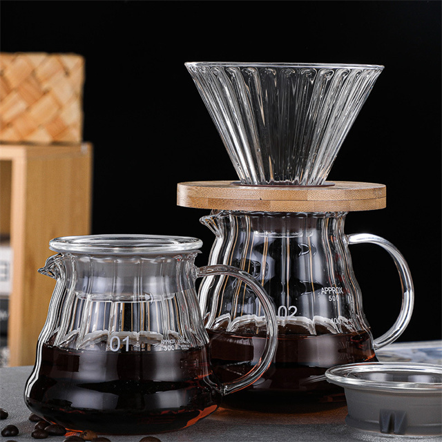 Factory Wholesale Heat Resistant Coffee Maker Glass Carafe with Glass Filter Cup Reusable Glass Coffee Pot