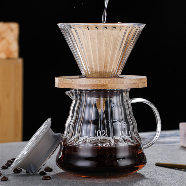 Factory Wholesale Heat Resistant Coffee Maker Glass Carafe with Glass Filter Cup Reusable Glass Coffee Pot