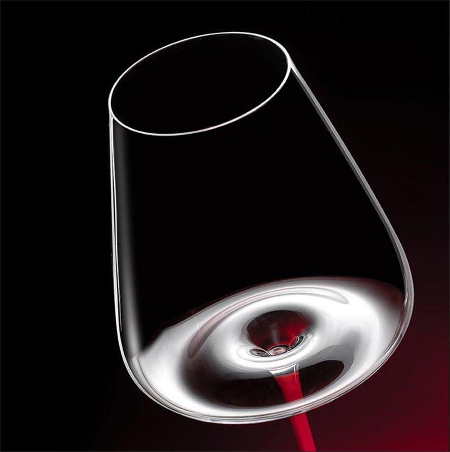 ALiiSAR hot selling unique hand blown black base red stem crystal glass red wine glasses