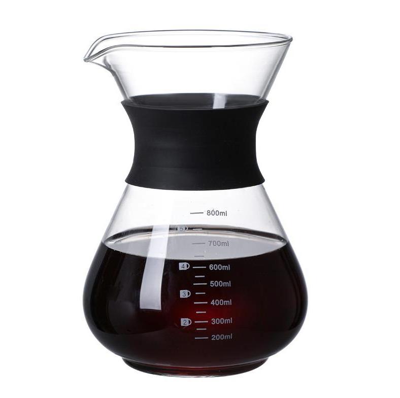 Hot Selling Custom Logo Carafe Pour over Stainless Steel Filter Coffee Dripper Glass Coffee Maker