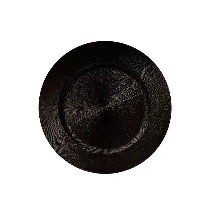 factory wholesale 13 inch black Gold charger plates wedding round plastic charge plates serving dishes