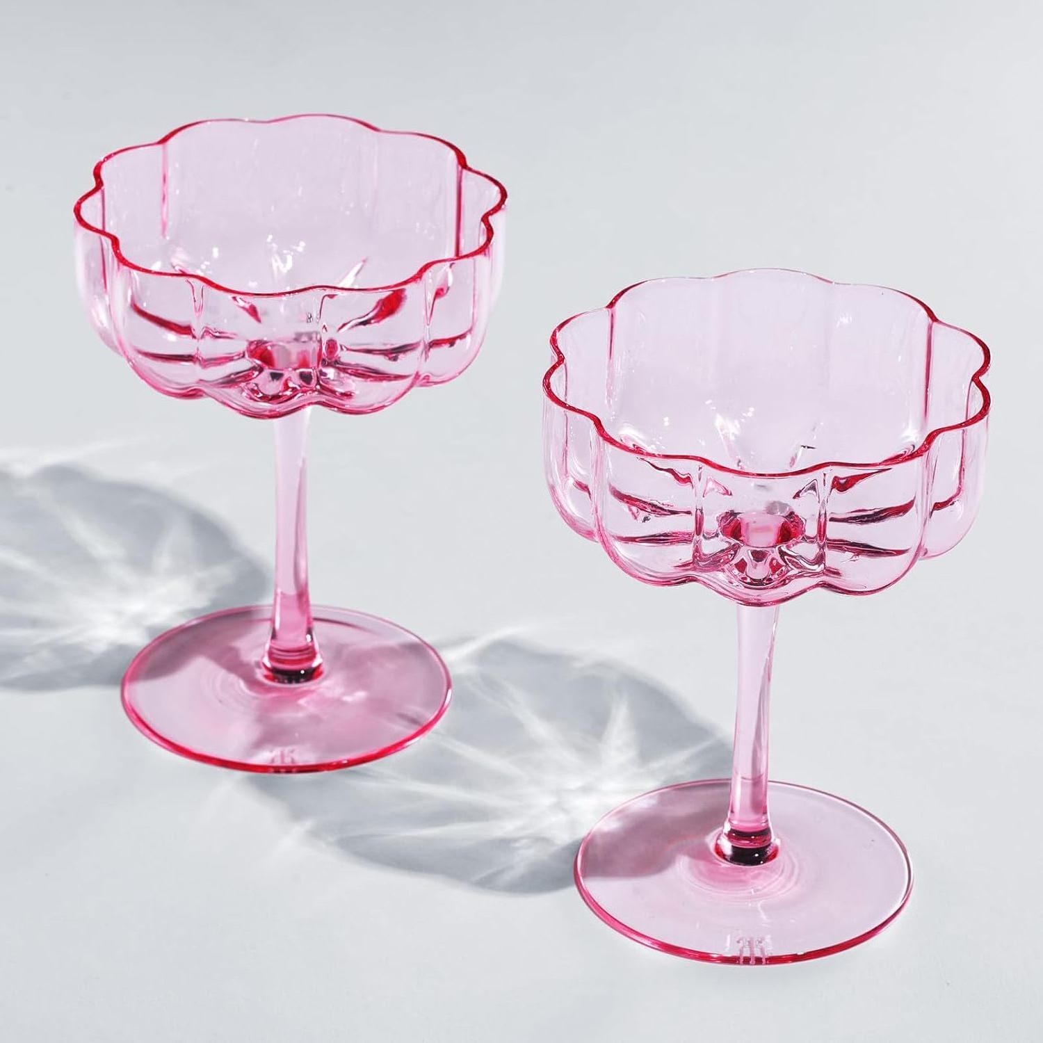 fancy flower wine glasses desert glass colored frosted pink cocktail glass martini glass for bar