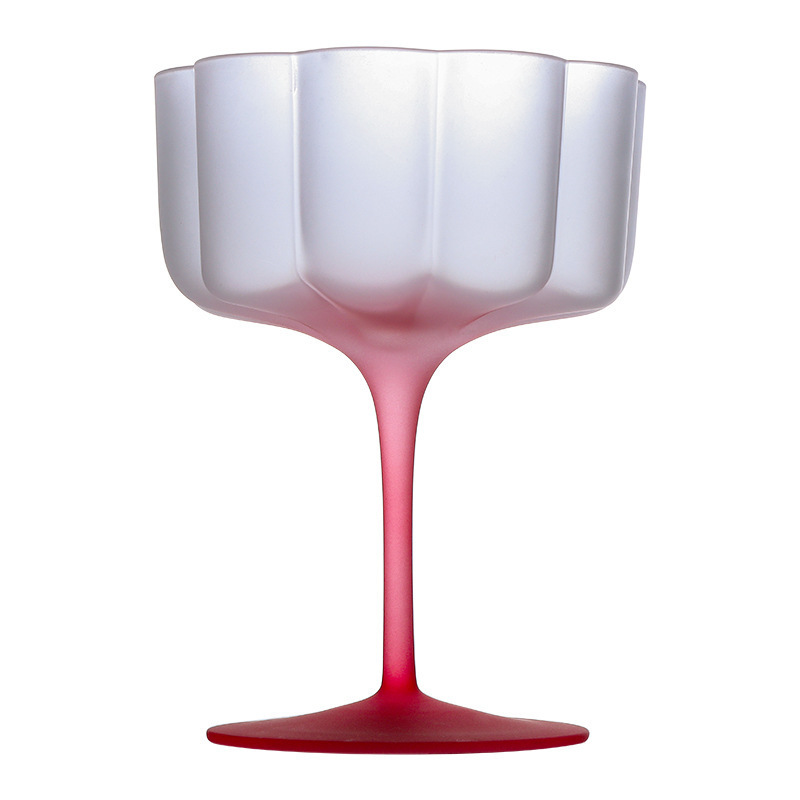 fancy flower wine glasses desert glass colored frosted pink cocktail glass martini glass for bar