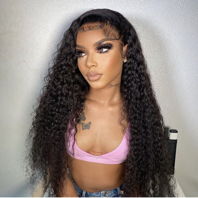 Human Hair Lace Front Wig Frontal Wig Transparent Swiss Glueless Brazilian 100% Virgin HD Lace Long Body Wave Wig Middle Cap