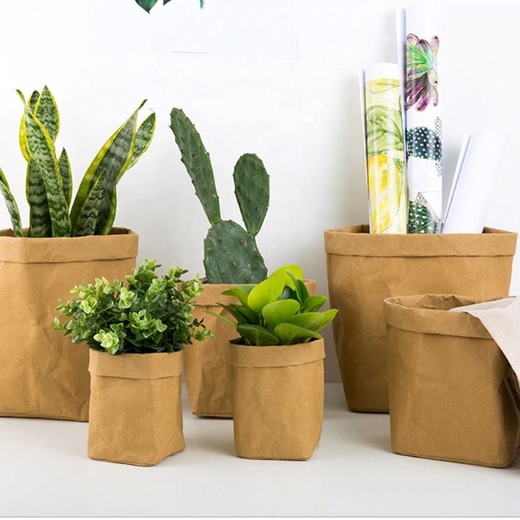 Eco friendly grow bag light paper plant bag garden washable kraft paper grow bag flower shop decoration