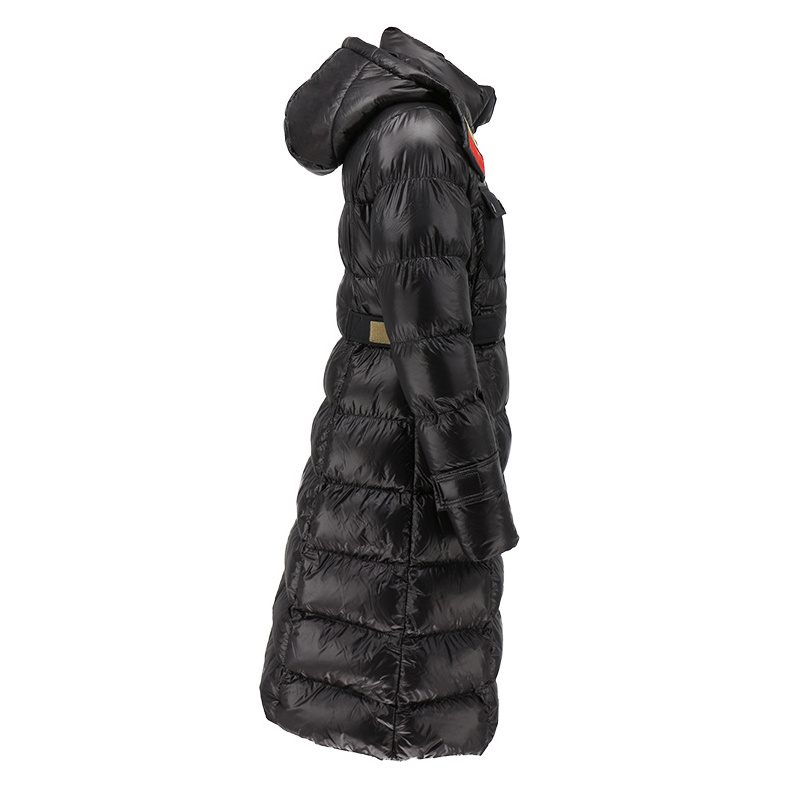 OEM ODM Custom Winter Coats Padding Long Puffer Coats Shiny Bubble Women Black Long Jackets Women