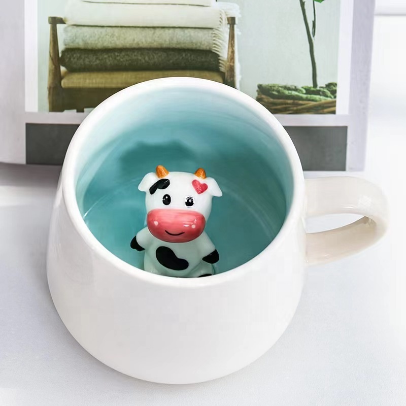 Redeco Customized Hand Painted Cute Dog Mug 3d Animal Cup Ceramic Mug For Drinking Coffee Water Tea Milk