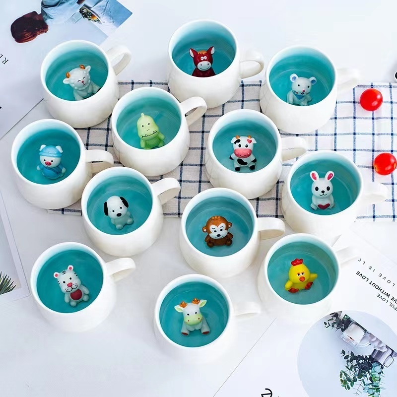 Redeco Customized Hand Painted Cute Dog Mug 3d Animal Cup Ceramic Mug For Drinking Coffee Water Tea Milk