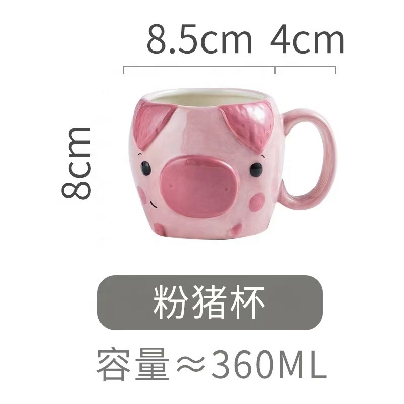 Wholesale 3D animal custom octagonal ceramic breakfast drinking mug with lid home office large-capacity milk coffee cup