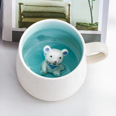 Redeco Customized Hand Painted Cute Dog Mug 3d Animal Cup Ceramic Mug For Drinking Coffee Water Tea Milk