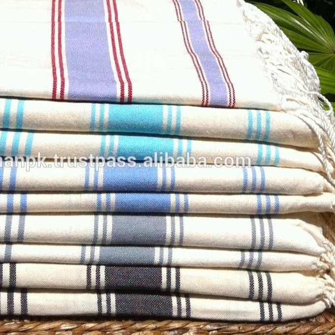 OEM Turkish Fouta Towel 100% Pure Cotton Striped Beach and Hammam Towel for Adults Quick-Dry and Disposable for Everyday Use