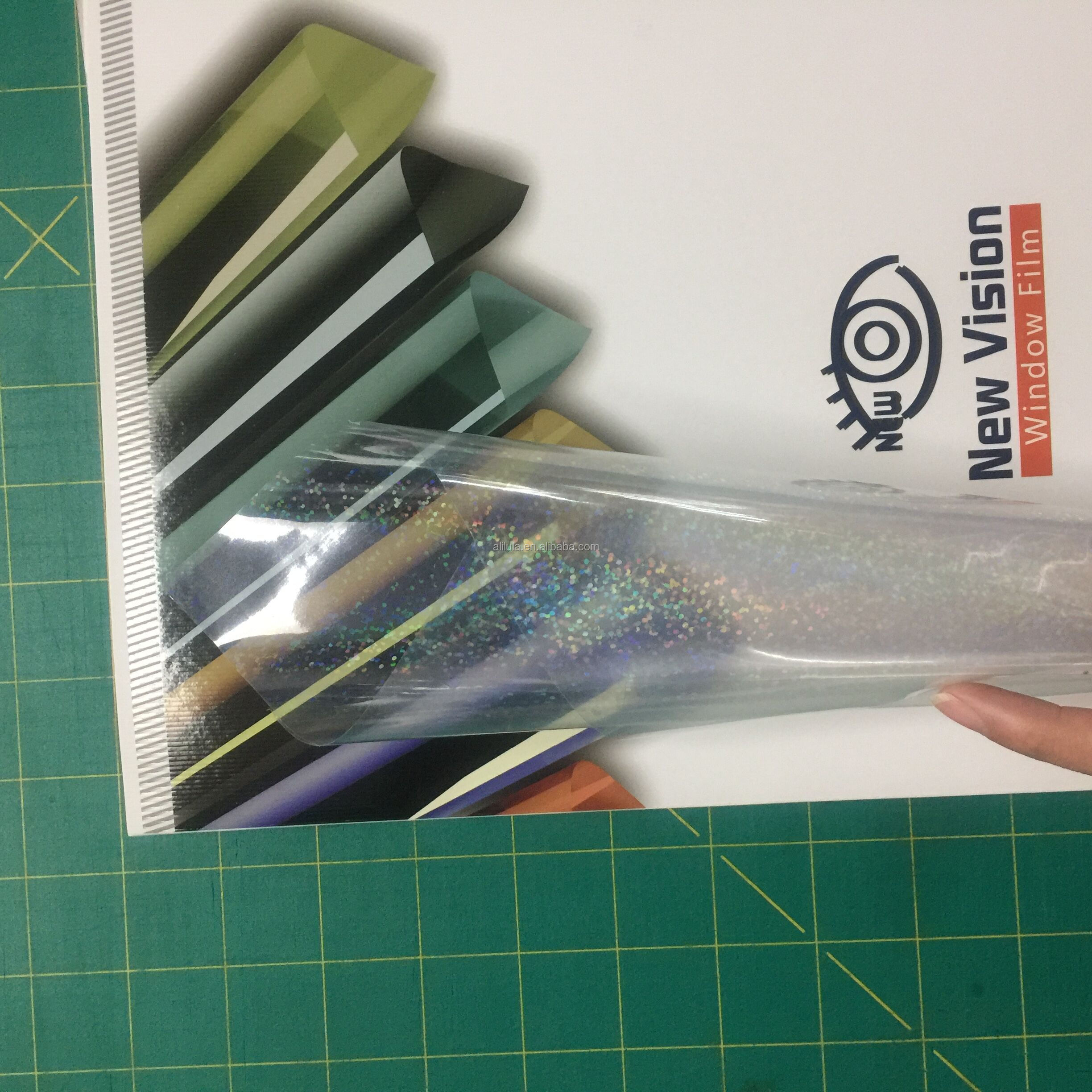 IR Cut Sparkling Polyester Window Glass Protection and Decoration Sparkling Holographic Window Glass Film for Car Glass