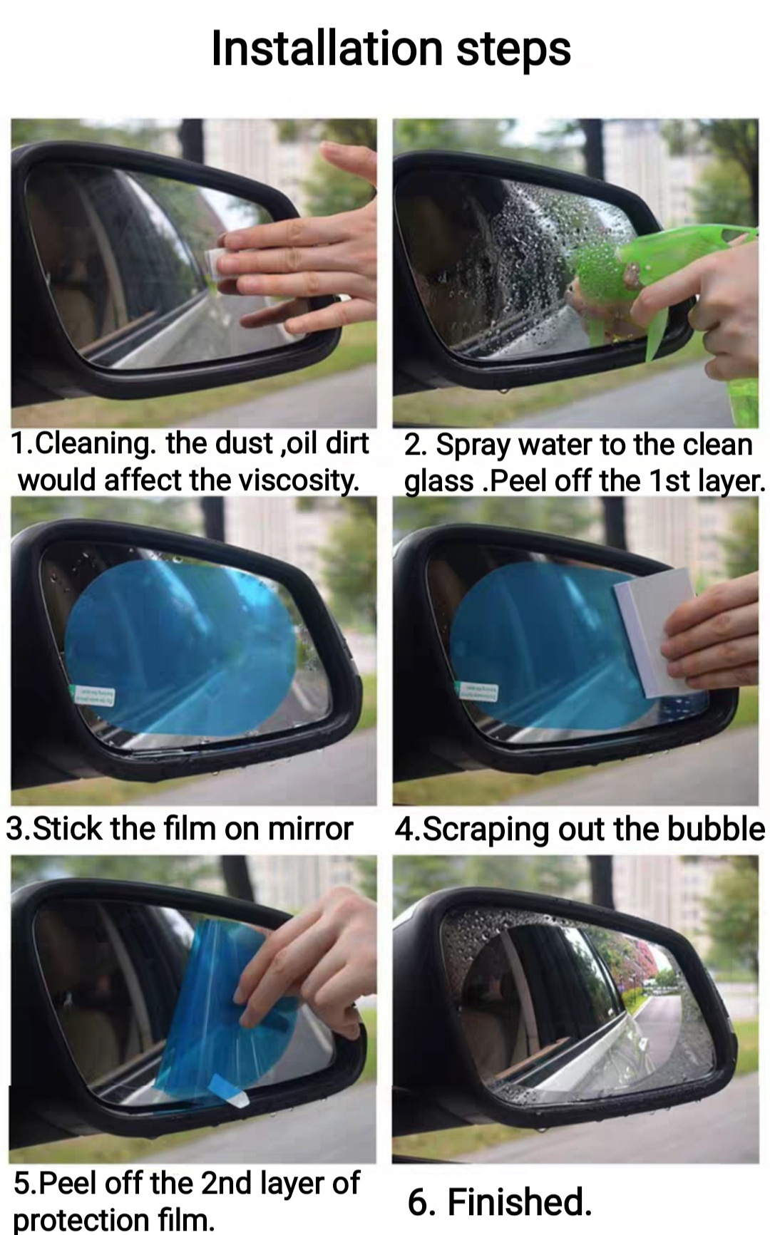 135*95 mm OEM Car Rear-View Mirror Rainproof Anti Fog Anti Rain Film Automobile Screen Protector