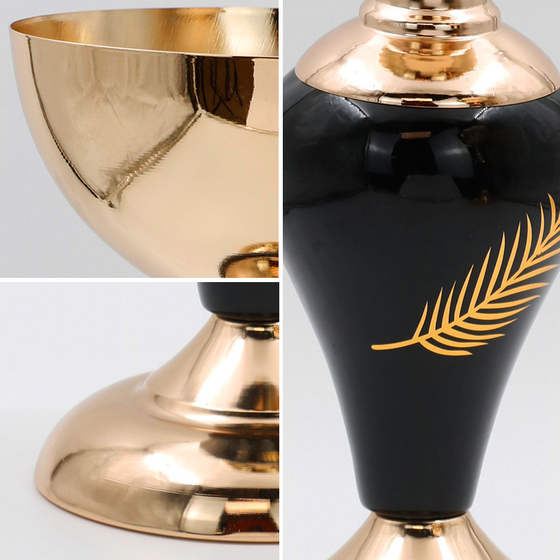 Wholesale Black Pedestal Bowl Large Gold Metal Flower Vase Centerpieces For Wedding Table