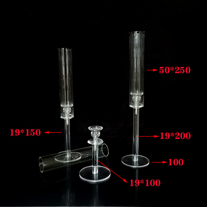 Acrylic 3 Candlestick Stand Candlestick Glass Tube Transparent Hurricane Candle Holderfor Pillar Candles