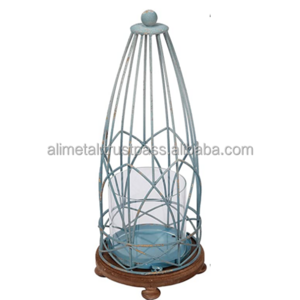 Home Farmhouse Large Lanterns Decorative Outdoor Tall Rustic Teal Hurricane Candle Holders for Pillar Candles Shabby