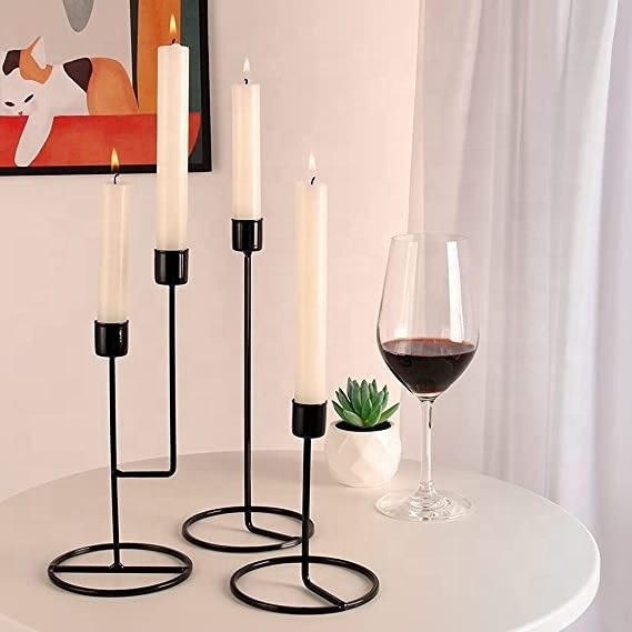 Black Candle Holders Set of 3 Candlestick Holders for Taper Candle Decorative Metal Candle Stands for Table Centerpieces Home