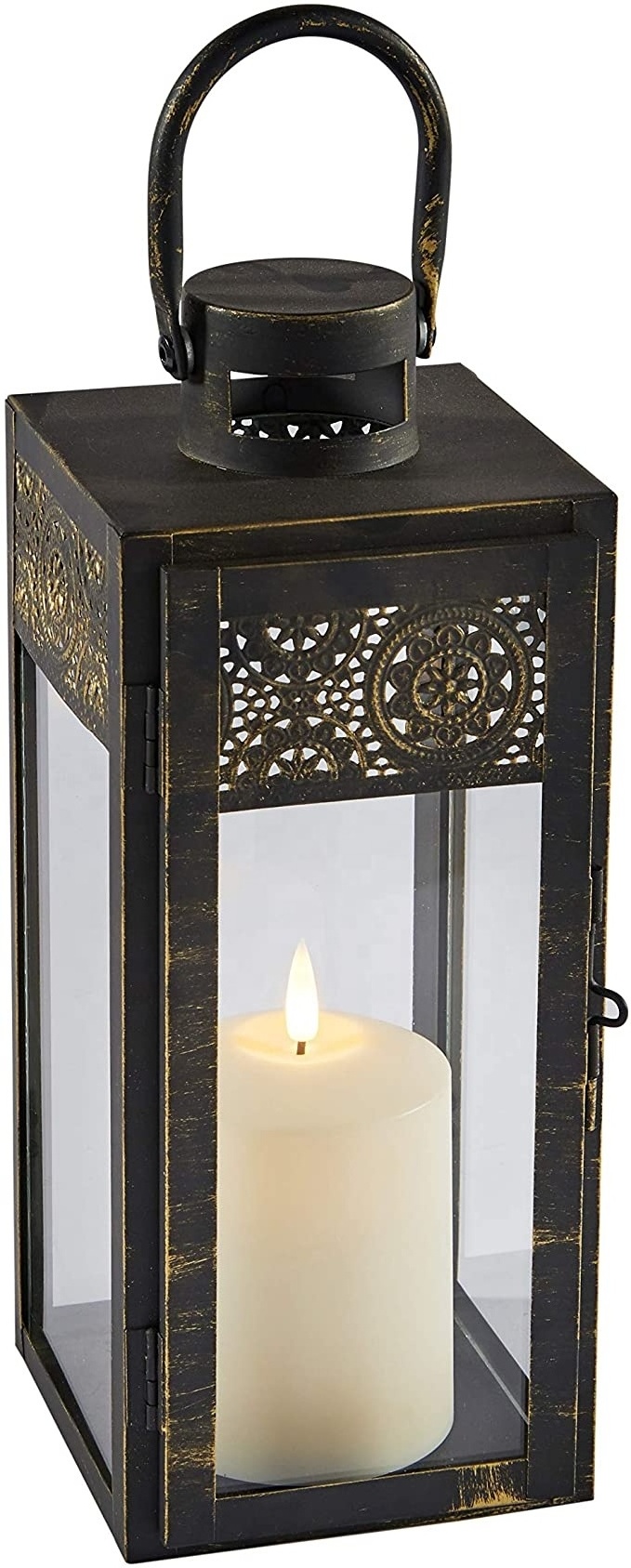 Customizable modern metal and glass lantern candle holder or electric lantern for decoration at all places