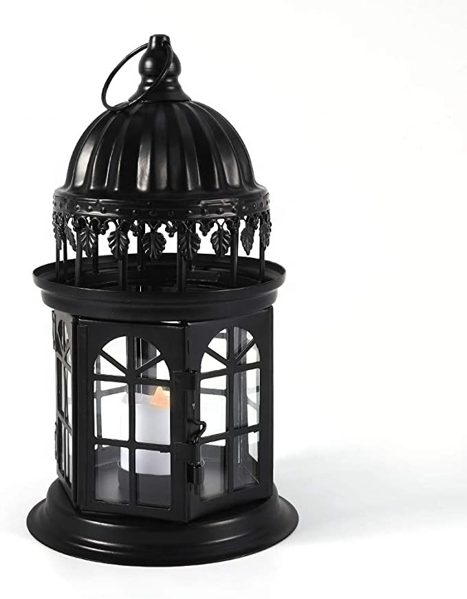 Metal Candle Holder Table Lanterns with Windscreen Moroccan Decorative Style Lanterns with Flameless Candle