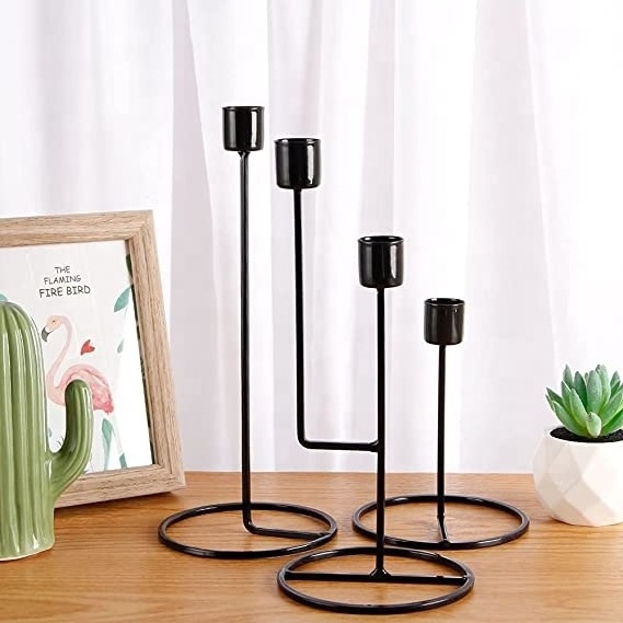 Black Candle Holders Set of 3 Candlestick Holders for Taper Candle Decorative Metal Candle Stands for Table Centerpieces Home