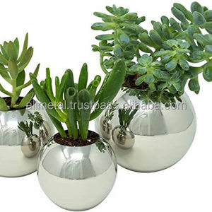 Polished Stainless Steel Planter Mirror Metal Plant Pot for Succulents Cactus and Small Plants for Desk Window