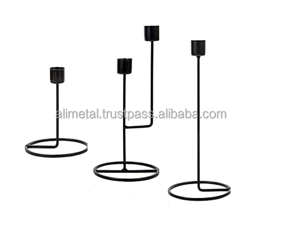 Black Candle Holders Set of 3 Candlestick Holders for Taper Candle Decorative Metal Candle Stands for Table Centerpieces Home