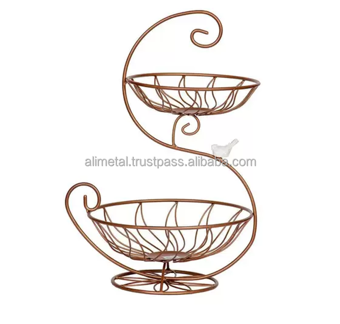 Trending 2 tier copper Basket  for Placing Fruit Vegetables etc in Homes and Kitchens Customizable