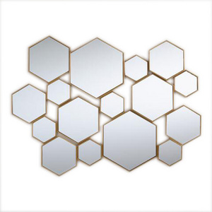 Brass Metal Hexagon Mirror Panel