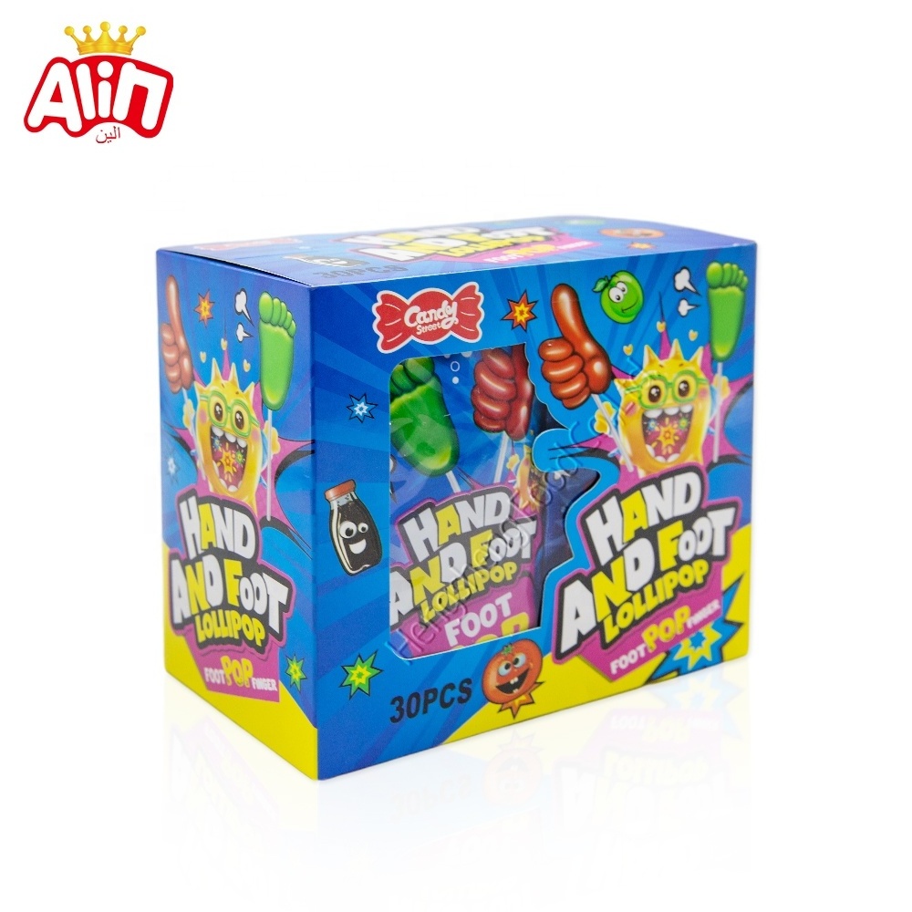 hot seller candy fruity toy  lollipop candy Colorful fingers and feet popping candy with lollipops