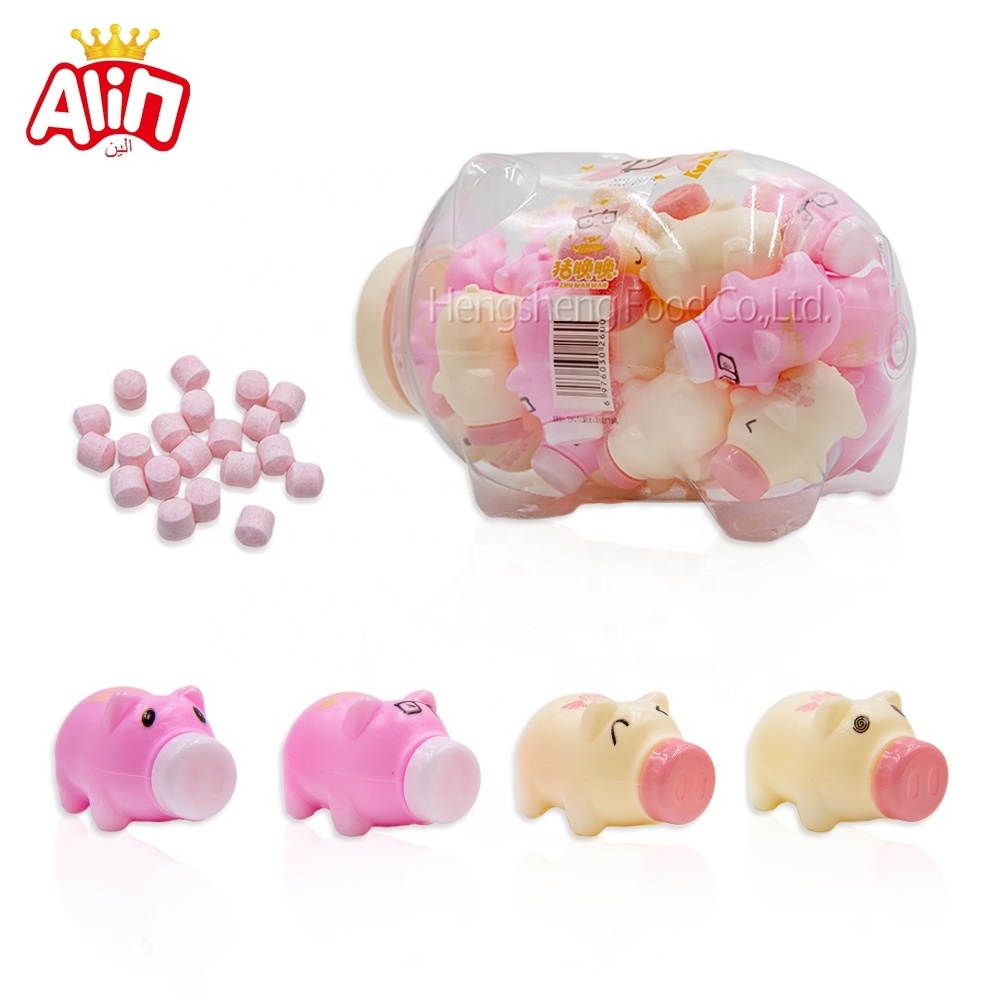 supermarket hot candy daily life  kids novelty candy  Cartoon is interesting  Pig vase  milk tablet candy