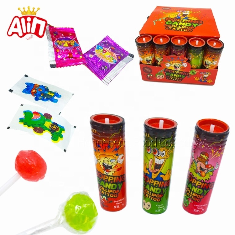 kids novelty candy  halal candy  Firecracker lollipop  cartoon stickers  candy toys kids lollipop