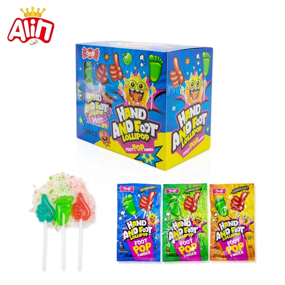 hot seller candy fruity toy  lollipop candy Colorful fingers and feet popping candy with lollipops