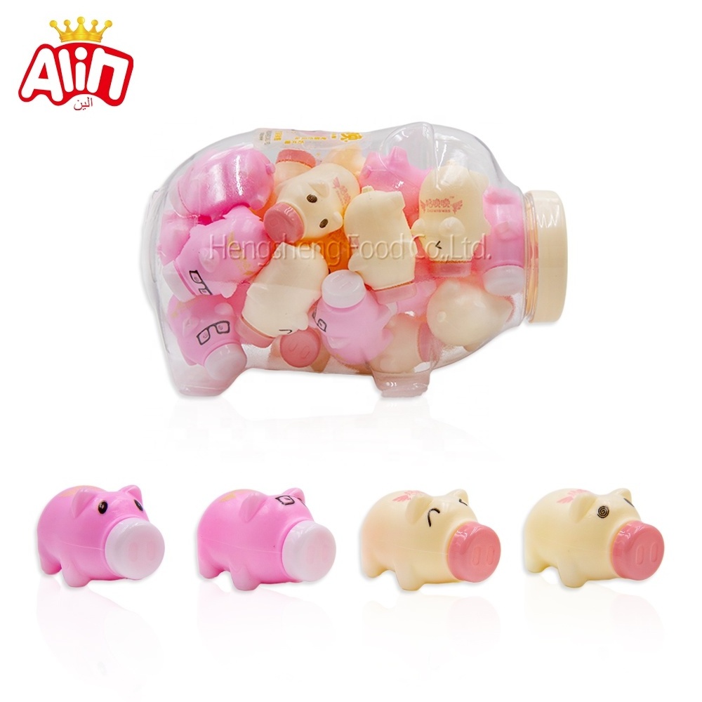 supermarket hot candy daily life  kids novelty candy  Cartoon is interesting  Pig vase  milk tablet candy