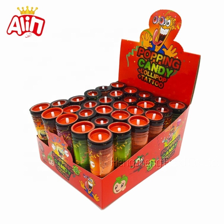 kids novelty candy  halal candy  Firecracker lollipop  cartoon stickers  candy toys kids lollipop