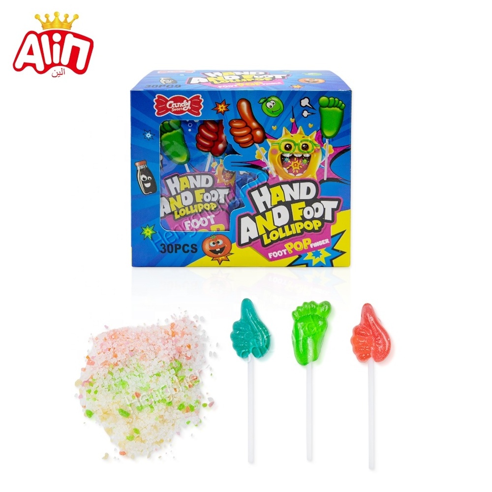 hot seller candy fruity toy  lollipop candy Colorful fingers and feet popping candy with lollipops